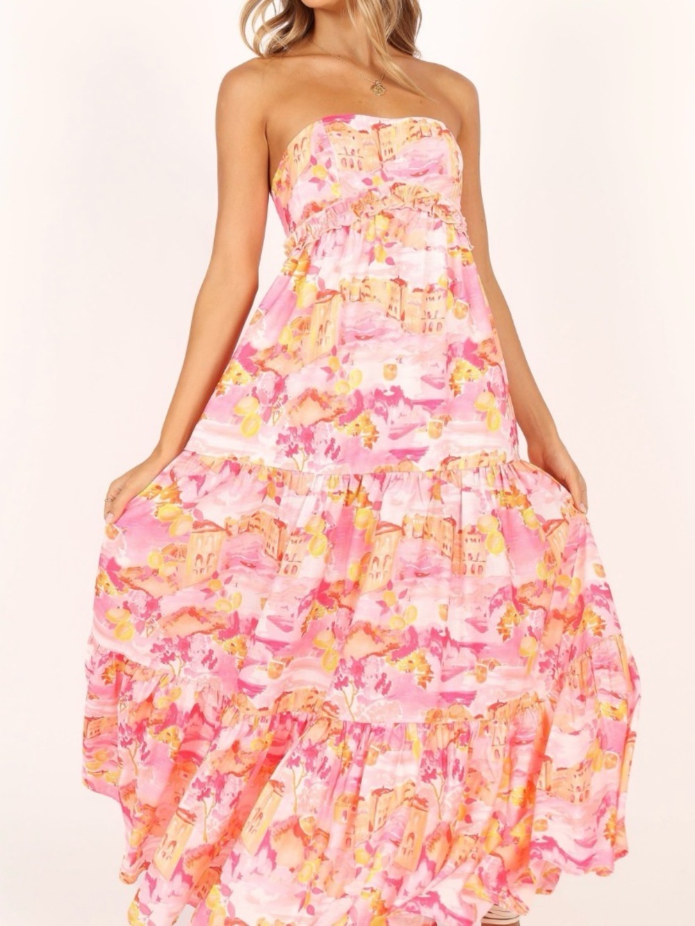Petal & Pup Pink and Orange Floral Maxi Dress